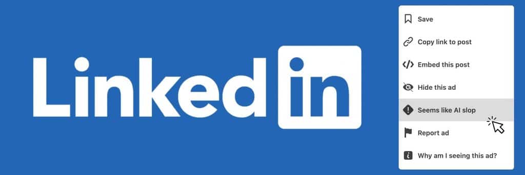 Linkedin 'Seems like AI slop' button